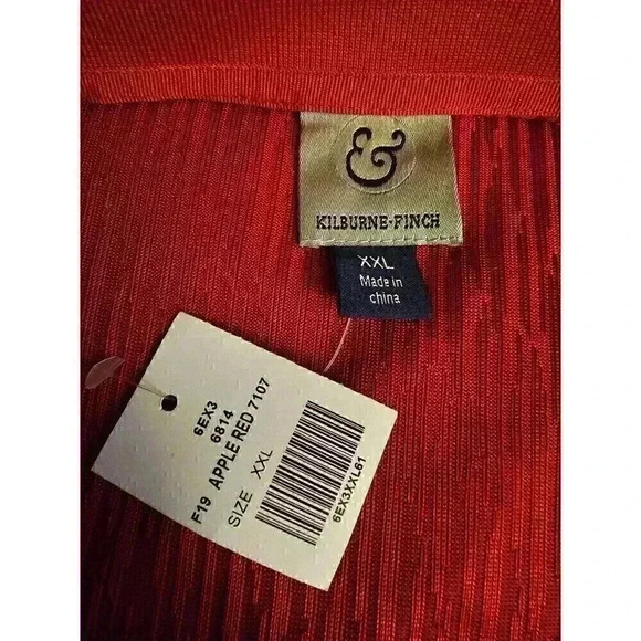 Kilburne Finch Mens Shirt 2XL Apple Red Long Sleeve Polo Silky - Picture 3 of 3